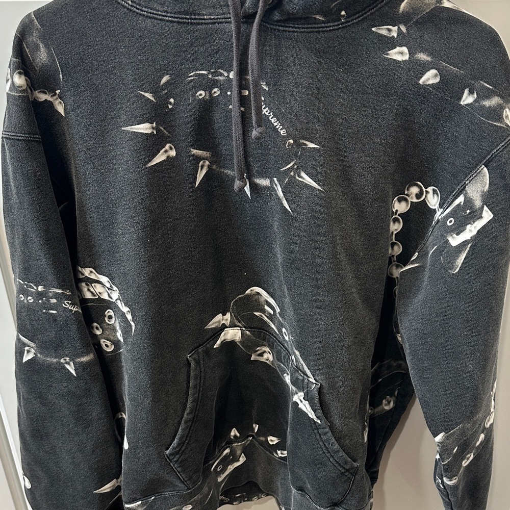 Supreme Black and White Graphic Crewneck Sweater